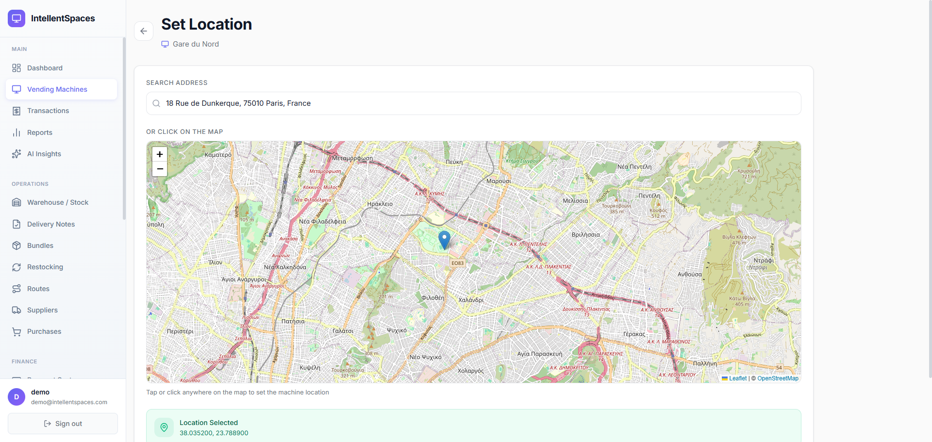 Machine location map